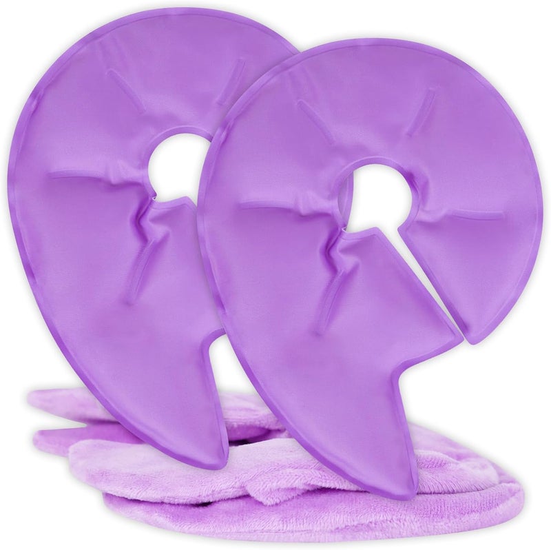 Arctic Flex Breast Ice Packs - Hot & Cold Therapy, Surgery Recovery Supplies - Heating & Cooling Gel Pad for Breastfeeding, Engorgement, Mastitis Relief, Sore Nipples, Lactation (Purple) - Image 1